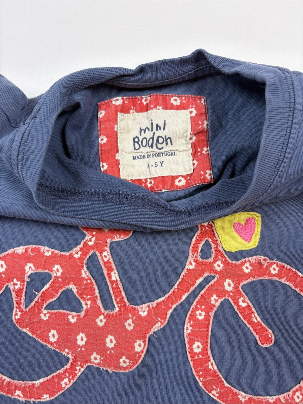 Mini Boden Navy Tee with Red Bicycle and Yellow Heart - Picture 2 of 5